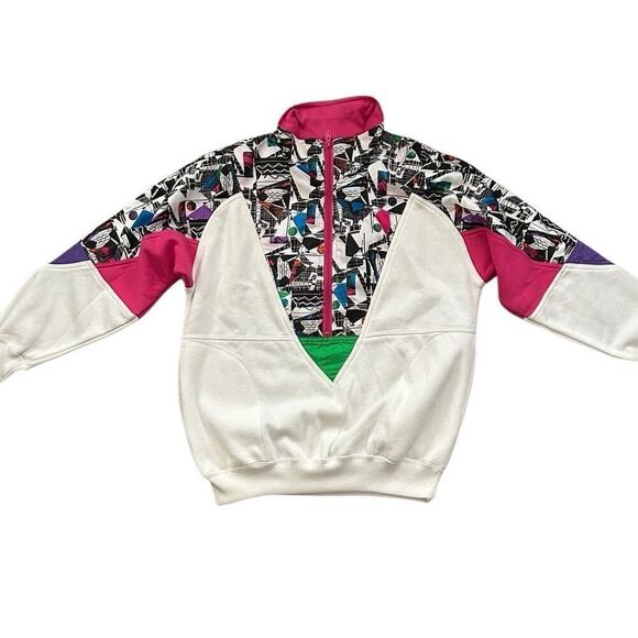 Vintage 90’s Pullover LAVON Cheerful Corp Abstract Funky 1/2 Zip Women’s Large - Picture 5 of 6